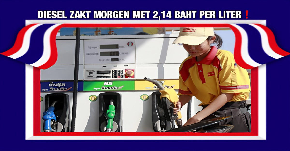 Goed nieuws aan de pomp, Thailand verlaagt morgen de dieselprijs met 2,14 baht per liter.