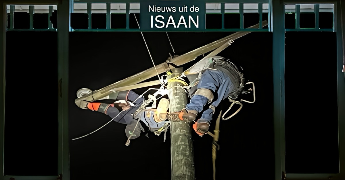 Geestelijk zieke man komt om het leven bij het beklimmen van een hoogspanningsmast in Noordoost-Thailand.