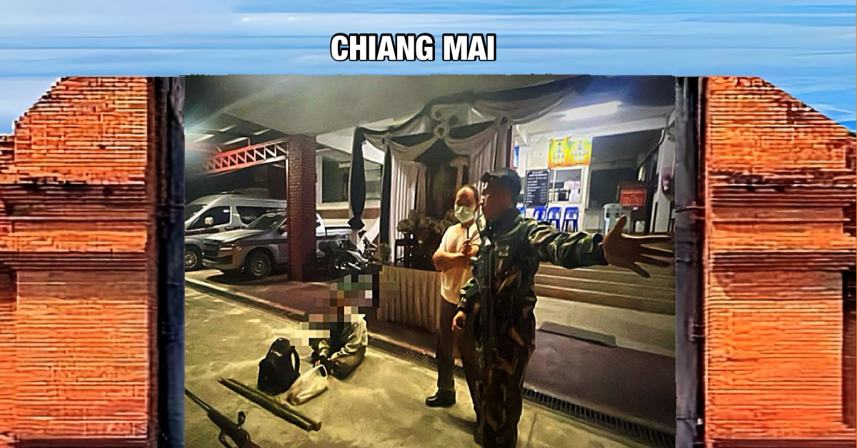 In de bossen van Noord-Thailand is een man opgepakt voor stroperij en drugs.