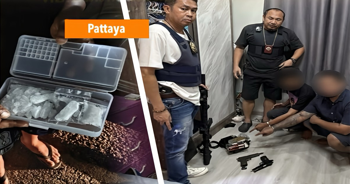 Britse man opgepakt bij grootschalige drugs- en wapenoperatie in Pattaya.