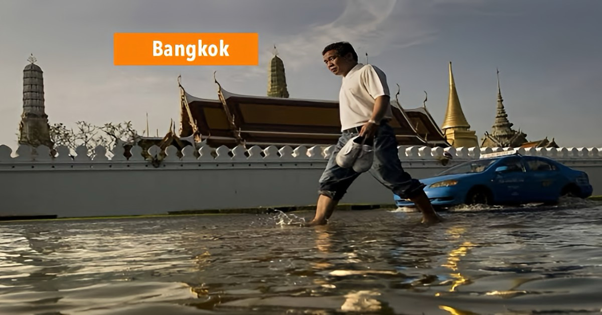 Bangkok zakt sneller terwijl zeespiegel alsmaar hoger en hoger wordt.