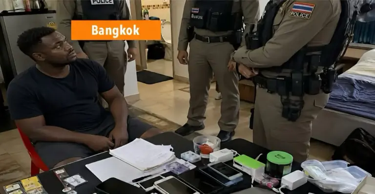 Nigeriaanse romanticus in Bangkok opgepakt door de politie, zit nu achter de tralies van de immigratiedienst van Thailand.