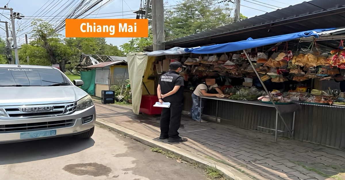 Politie in Noord-Thailand maakt korte metten met illegale kruidenierswinkel in Chiang Mai.