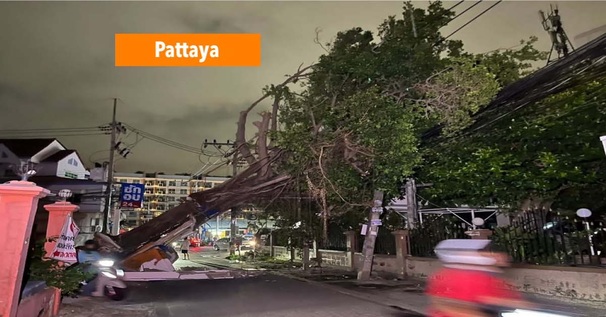 Heftige storm zorgt voor in Pattaya voor chaos.