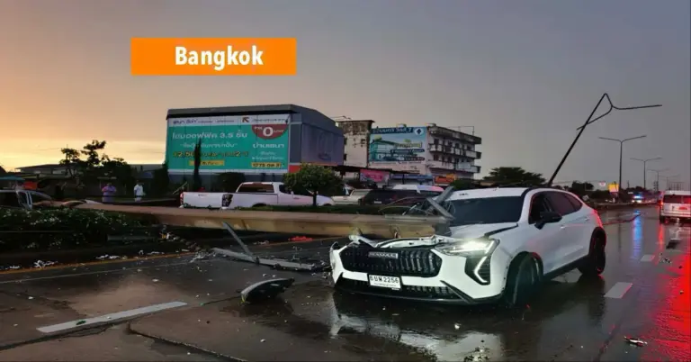 Hevige storm velt in de hoofdstad van Thailand 40 elektriciteitsmasten, met als gevolg stroomuitval en gewonden.