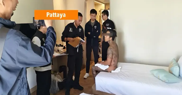Zuid‑Koreaan opgepakt in Pattaya na verspreiden pornovideo’s en bezit van harddrugs.