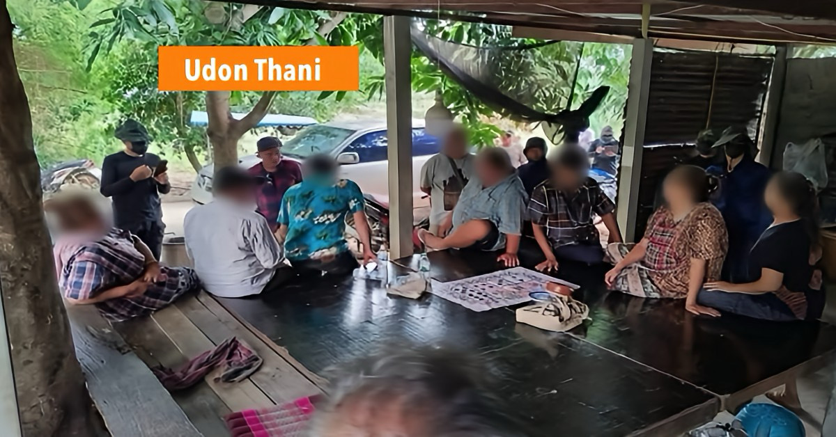 In Noordoost-Thailand zijn 10 armlastige goklustige bejaarden opgepakt, de buit voor de politie bedroeg 140 baht.