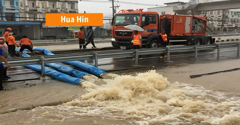 Hua Hin bereidt zich voor op zware regenval en mogelijke overstromingen.