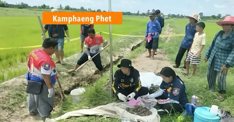 Mysterieus 500 jaar oud skelet met munten in Noordwest-Thailand gevonden.
