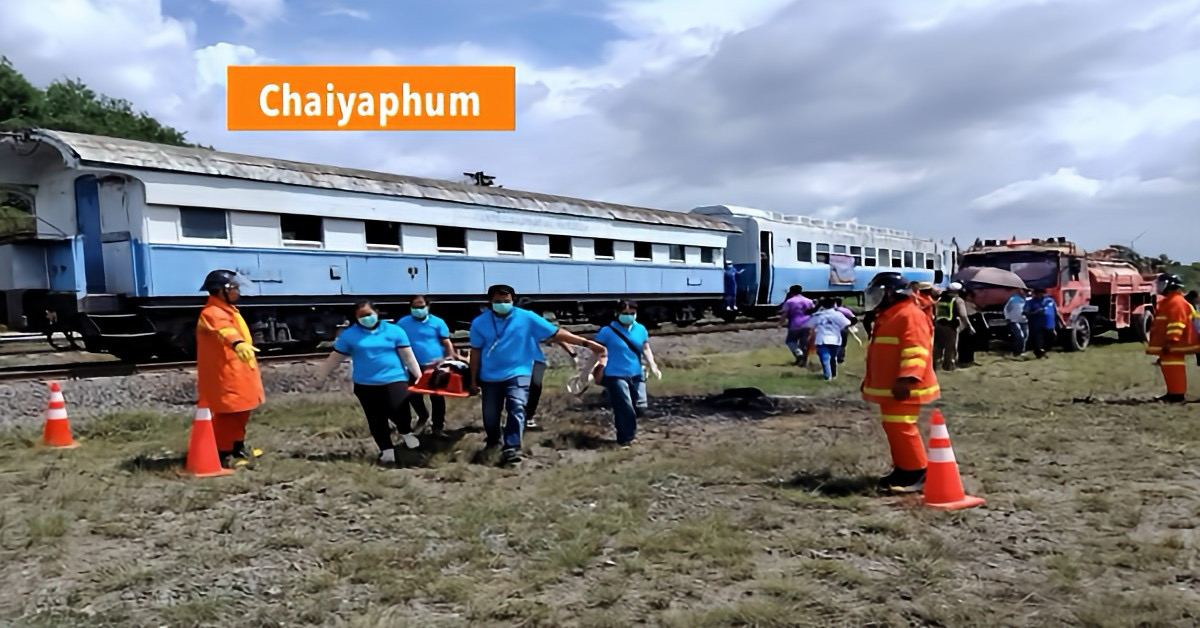 Grootschalige treinramp-oefening in Noordoost-Thailand ter voorbereiding op het Dok Krachiao bloemenfestival naar tevredenheid verlopen.