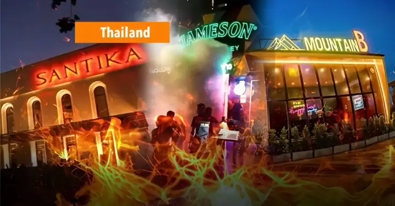 Een reconstructie van de gebeurtenissen rond drie cafébranden in Thailand, van Santika en Mountain B tot de brouwerij in Ladprao.
