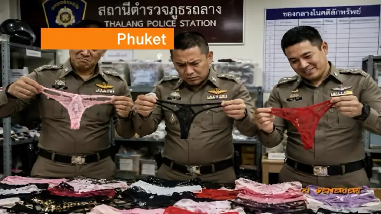 De slipjesdief van Phuket is eindelijk opgepakt; de Thaise politie stuitte op een kleurige lingeriecollectie.