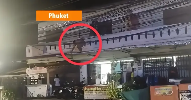 Eigen schuld, dikke bult; dronken geveltoerist valt van een dak in Zuid-Thailand.