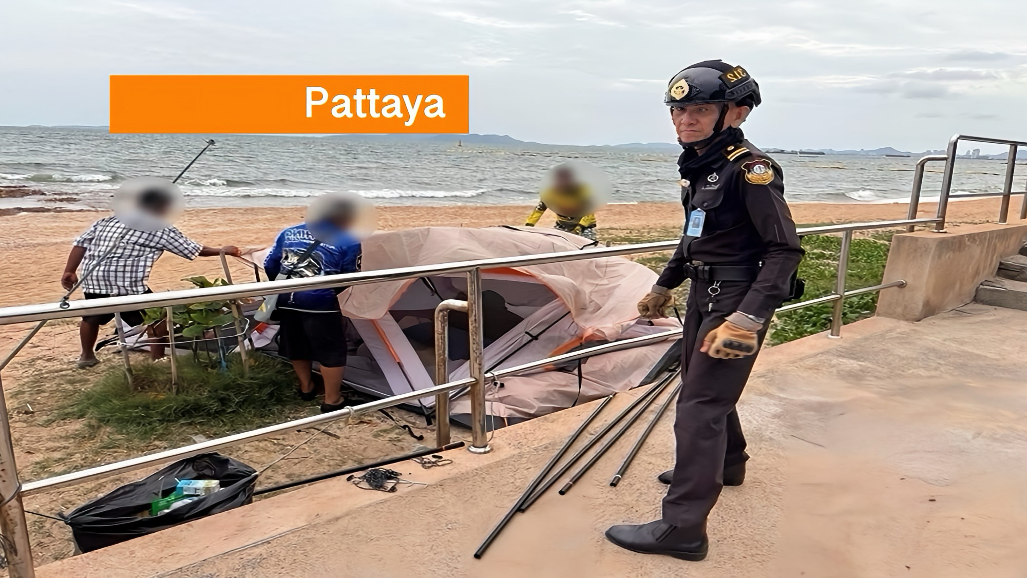 Pattaya gaat weer de heldhaftige strijd aan tegen het kamperen op het strand van Jomtien.