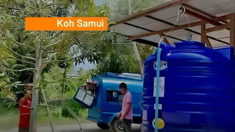 De aanhoudende droogte brengt het in Zuid-Thailand gelegen eiland Koh Samui in waternood .