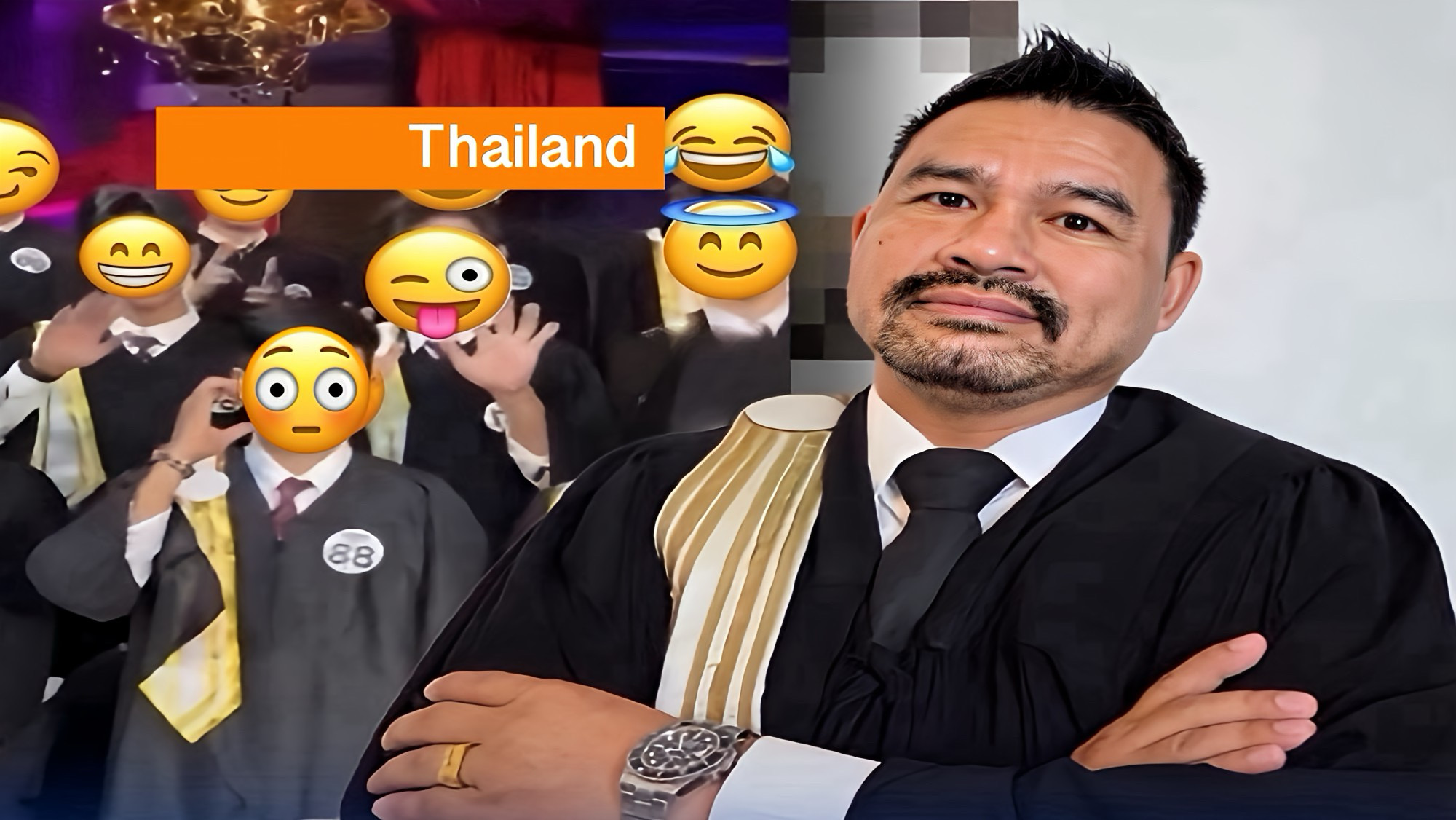 Thaise topadvocaat in zijn wiek geschoten omdat een wulpse ober in een nachtclub in Noordoost-Thailand in toga, dames vermaakt.