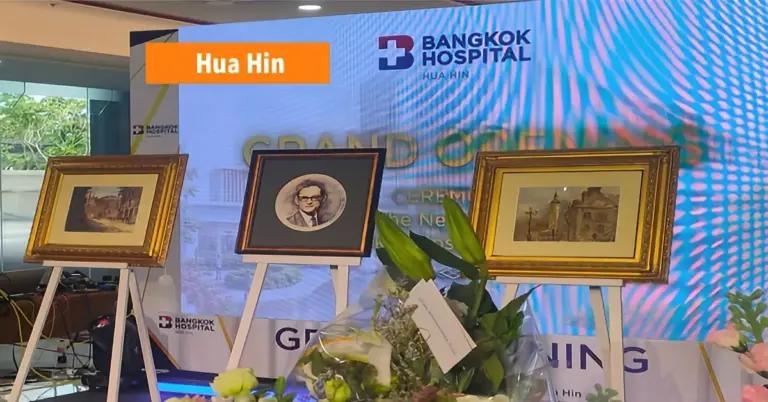 Kunst als troost voor patiënten: Khun Tawee Kesangam schonk 3 aquarellen en muurschildering aan Bangkok Hospital in Hua Hin.