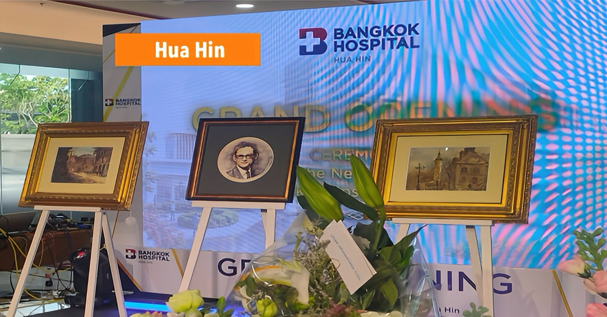 Kunst als troost voor patiënten: Khun Tawee Kesangam schonk 3 aquarellen en muurschildering aan Bangkok Hospital in Hua Hin.