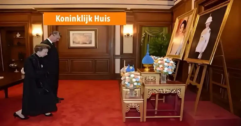 Prinses Anne brengt respectvol eerbetoon aan overleden leden van het Thaise koningshuis.