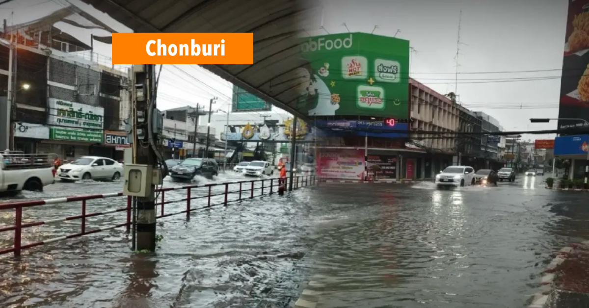 Hevige regenval veroorzaakt overstromingen in heel Oost-Thailand.
