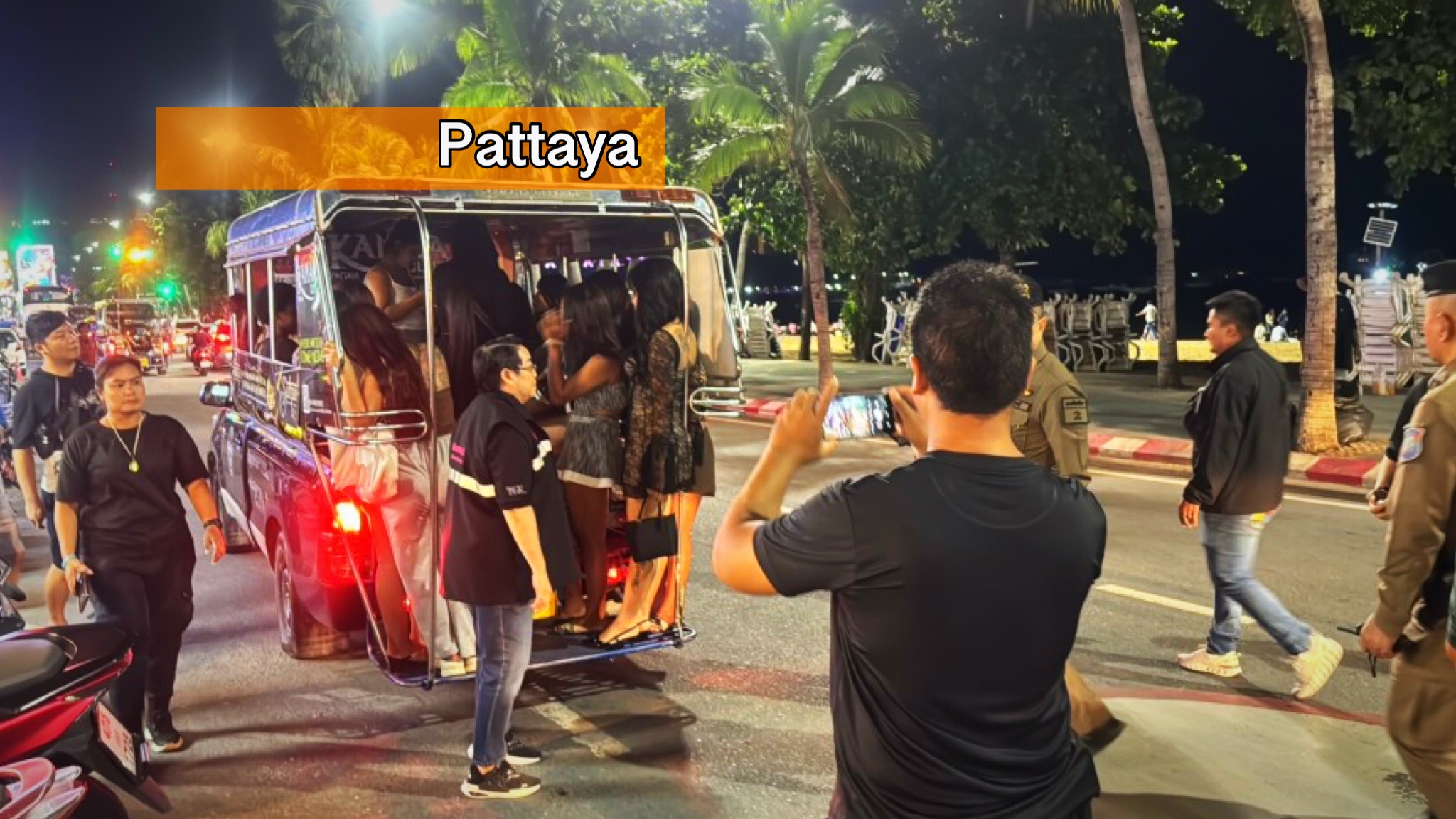 Politie Pattaya is voor de komst van de Amerikaanse militairen op een nachtelijke vlinderjacht geweest.