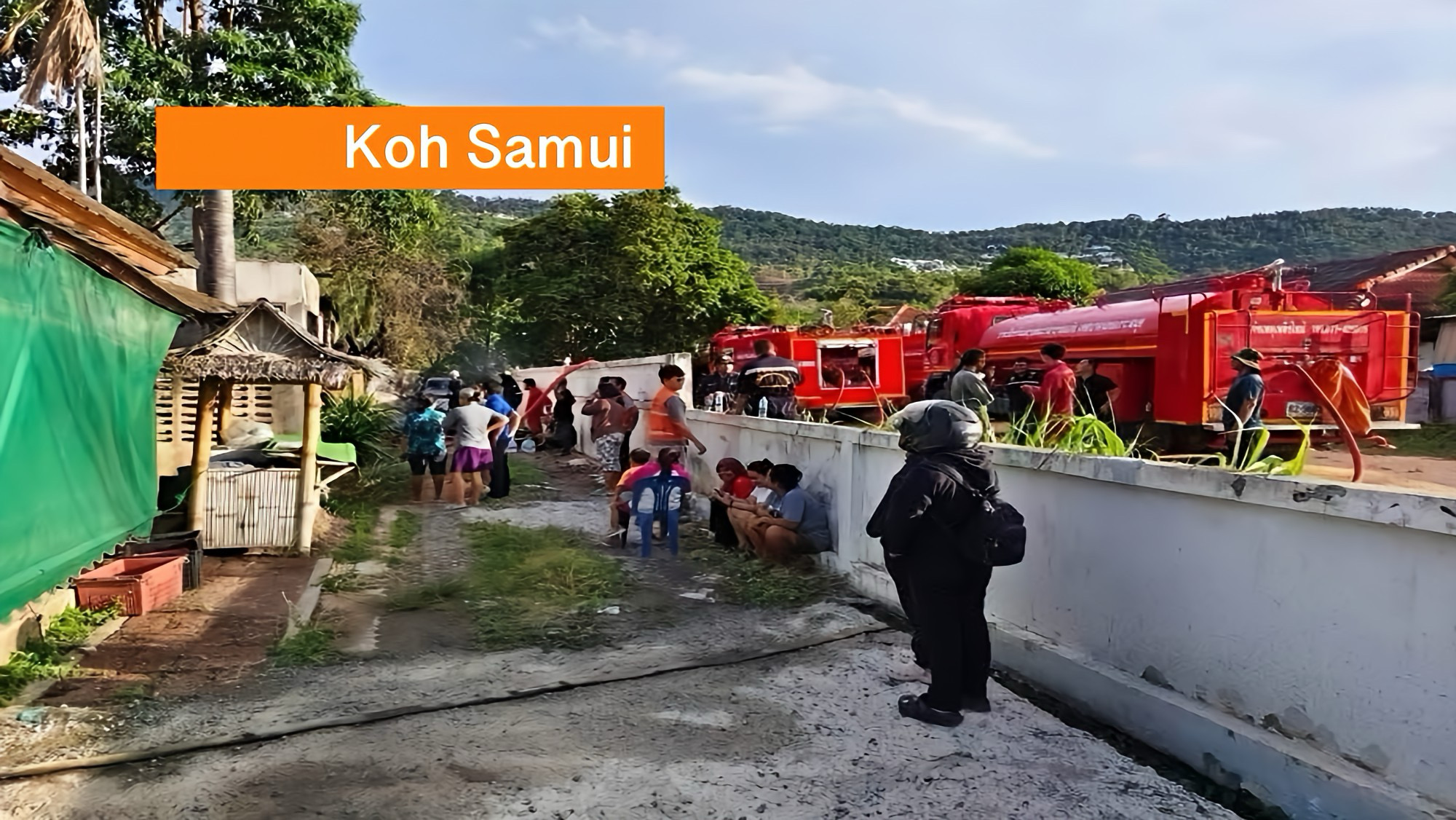 Brand op het Zuid-Thaise eiland Koh Samui, de woning van een expat tot op de grond toe afgebrand.