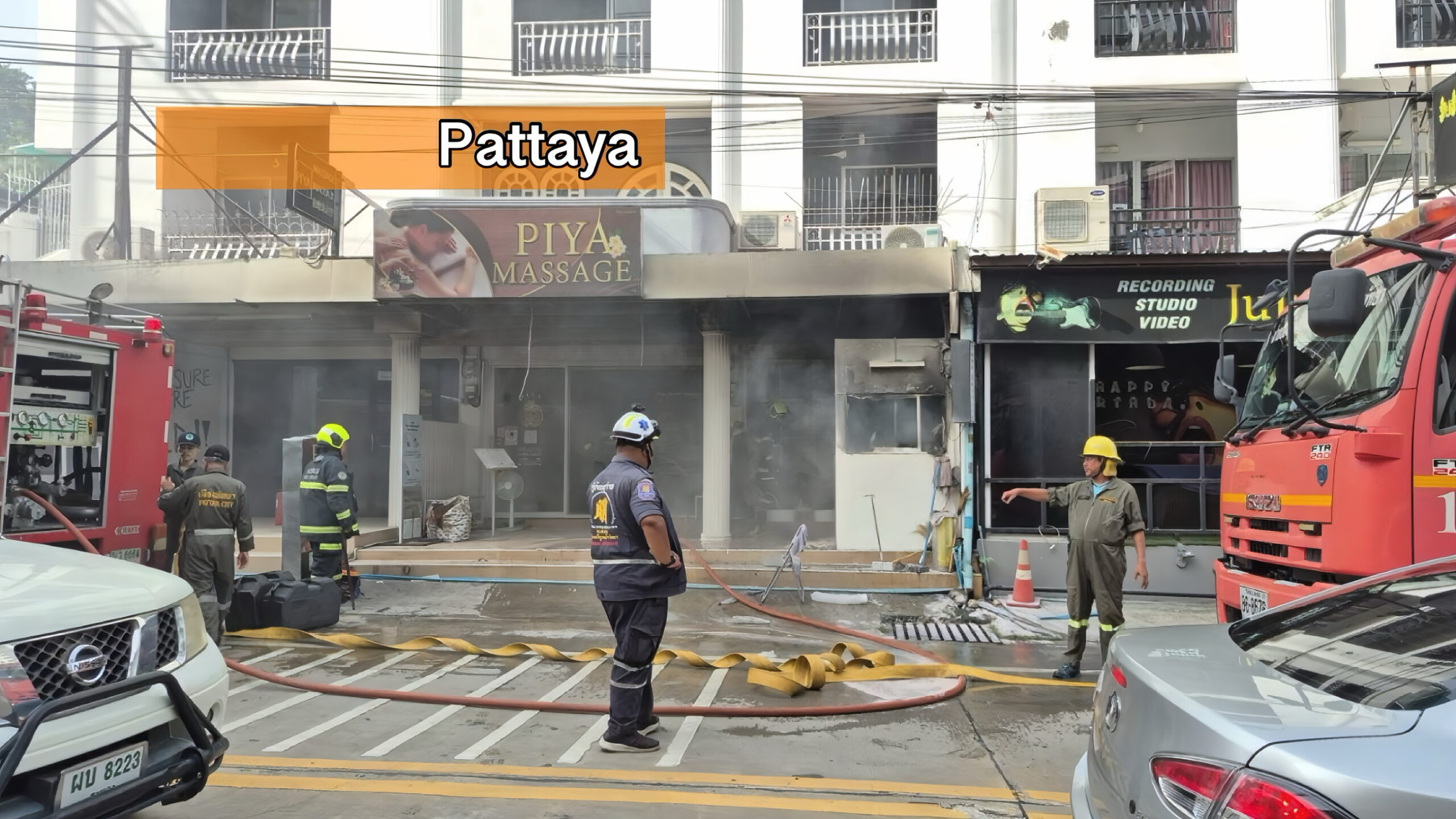 Toeristen in paniek door brand in massagesalon in Pattaya?