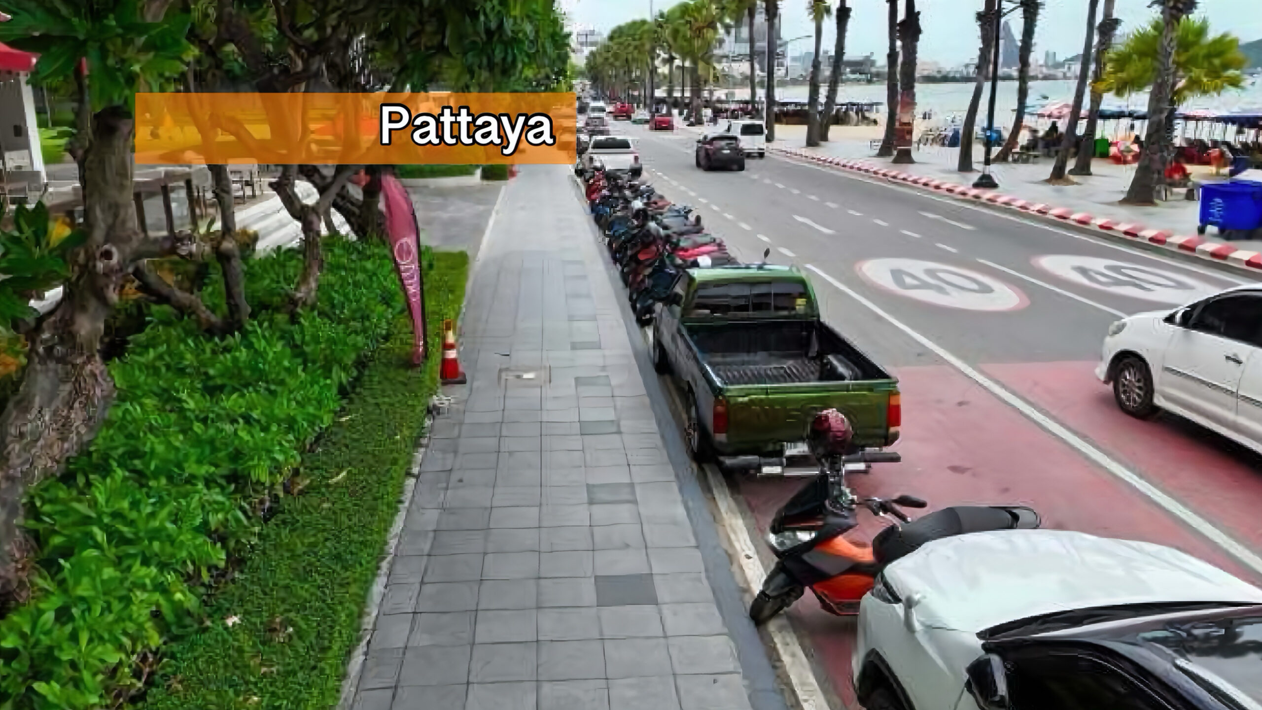 Pattaya is van plan om meer parkeerplaatsen langs het strand te creëren.