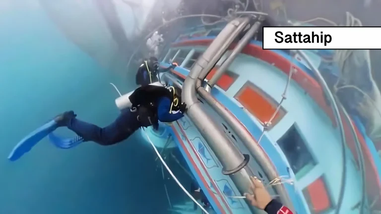 Er worden nog steeds vijf bemanningsleden uit Myanmar vermist nadat hun vissersboot voor Thaise kust verging.