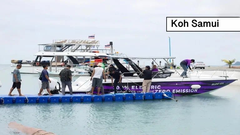 Thai Maritec demonstreert elektrische shuttleboot op het Zuid-Thaise eiland Koh Samui.