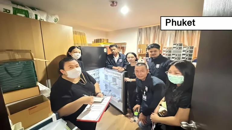 Politie ontmantelt in Zuid-Thailand een illegale afslankkliniek en neemt voor 5,5 miljoen baht aan smokkelwaar in beslag.