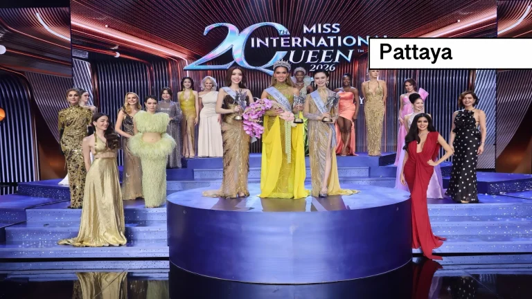 De amerikaanse Lo Colby kroont zich gisteren tot Miss International Queen 2026 in Thailand.
